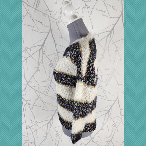 La Fee Verte Fuzzy Boucle Knit Confetti Stripe Sweater - Picture 2 of 4